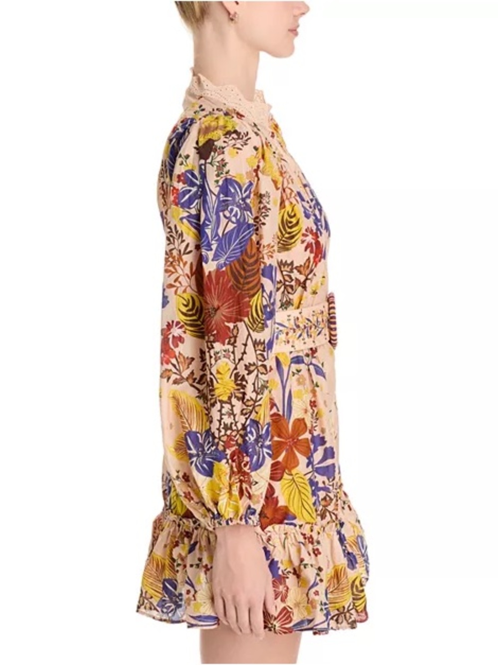 FARM RIO Floral Puff-Sleeve Mini Dress in Blush Pink - Picture 7 of 8